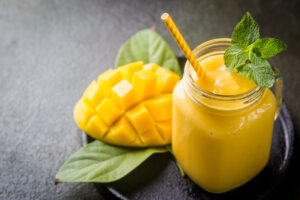 Refreshing and healthy mango smoothie